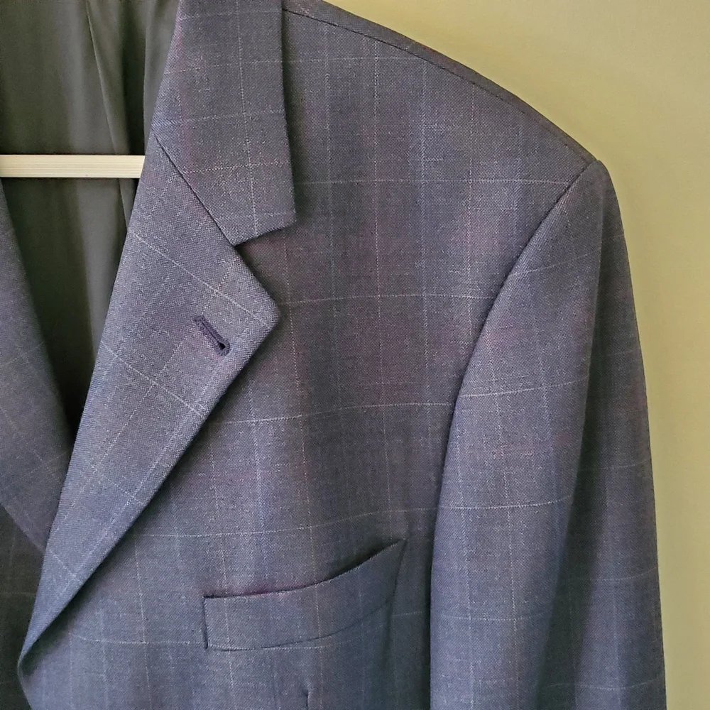 Mario Barutti 42 Reg Old Money Timeless Preppy Formal Glen Plaid Wool Blazer
